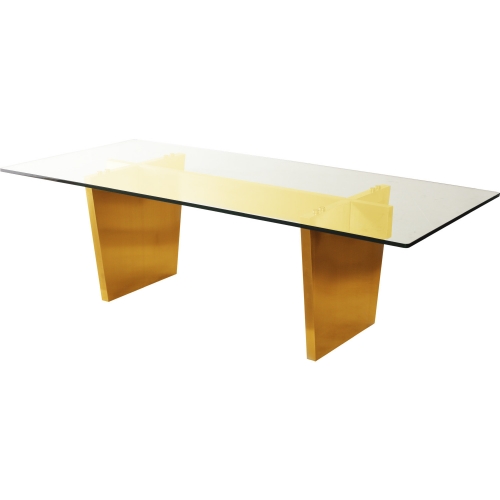 Aiden 94" Dining Table in Tempered Glass on Brushed Gold Stainless